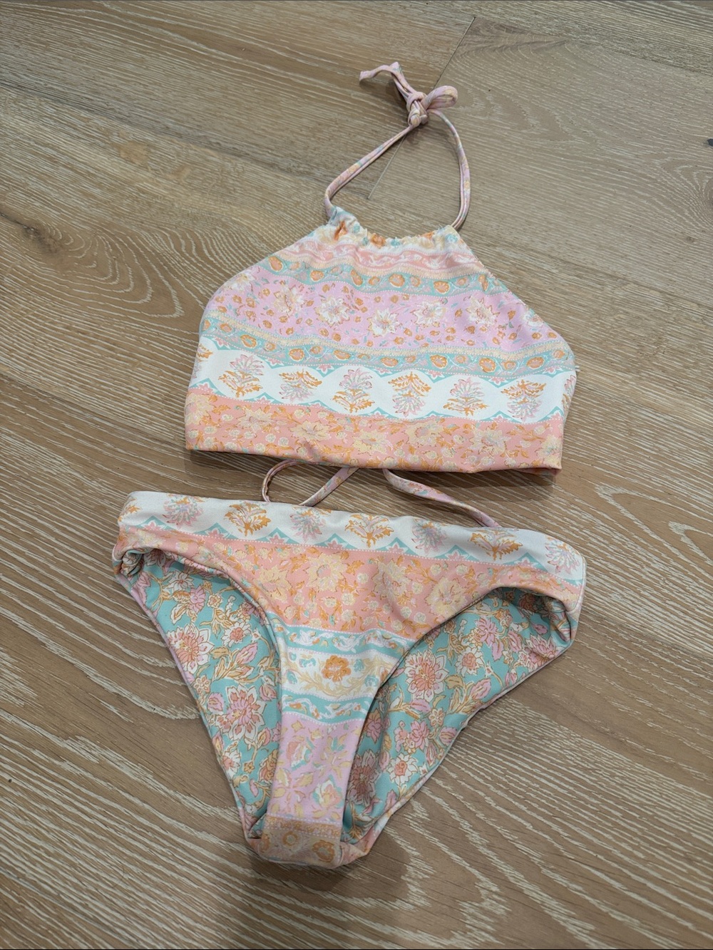 Billabong Girls 7/8 Pastel Floral High-Neck reversible Bikini Set